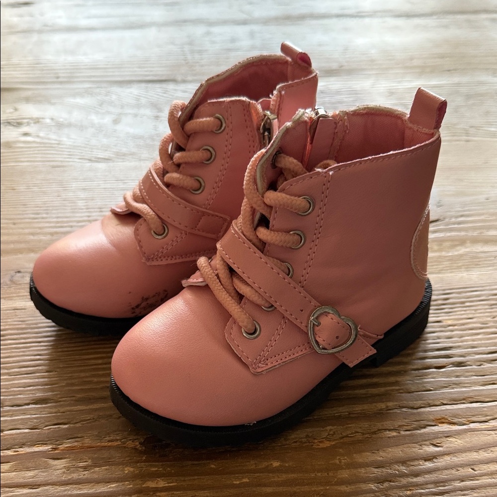 bebe Kids Pink Heart Accent Boots